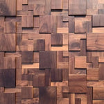 Art mural 3D bois noir naturel sur mur blanc