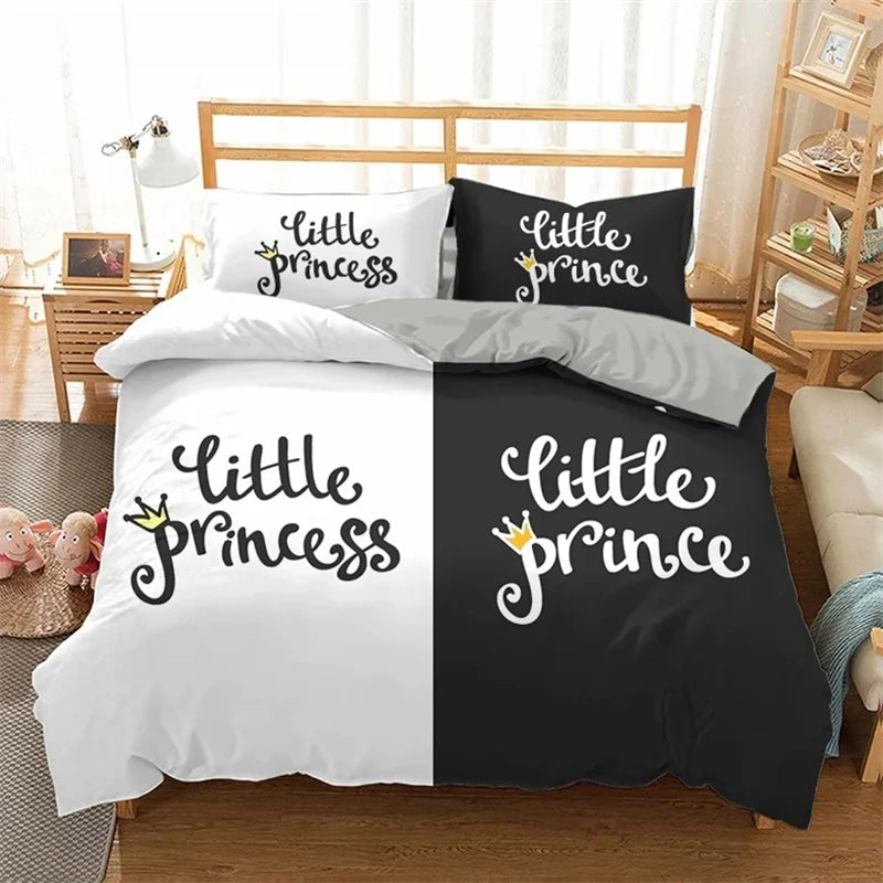 Set de literie noir et blanc romantique