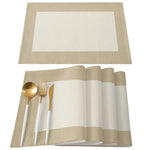 Napperon moderne en lin rose sur table en bois