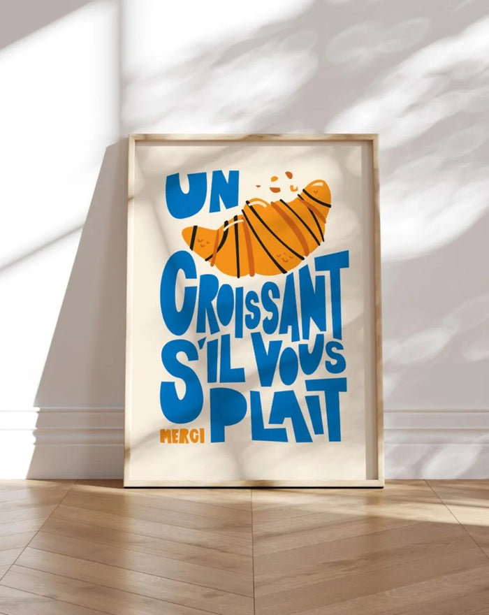 Affiche croissant déco cuisine sur toile blanche