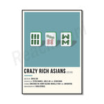 Affiche du film "Crazy Rich Asians" (2018), avec de petites images représentant des tuiles de mahjong, un jeu traditionnel chinois.