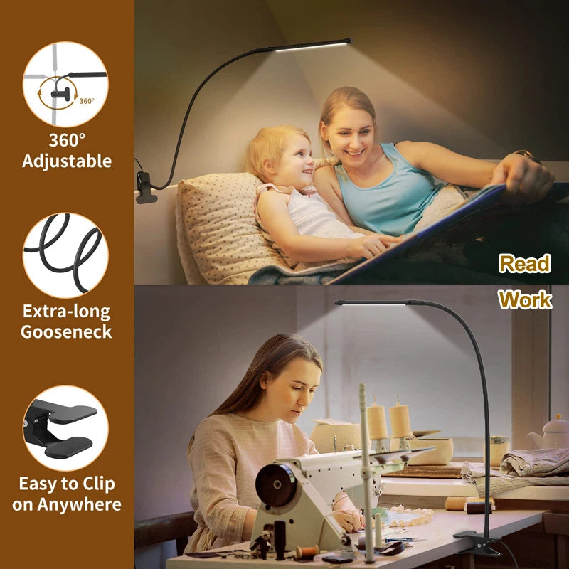 Détail de la pince ajustable de la lampe de bureau