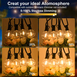 Guirlande lumineuse LED G40 jaune créant une ambiance chaleureuse sur une terrasse
