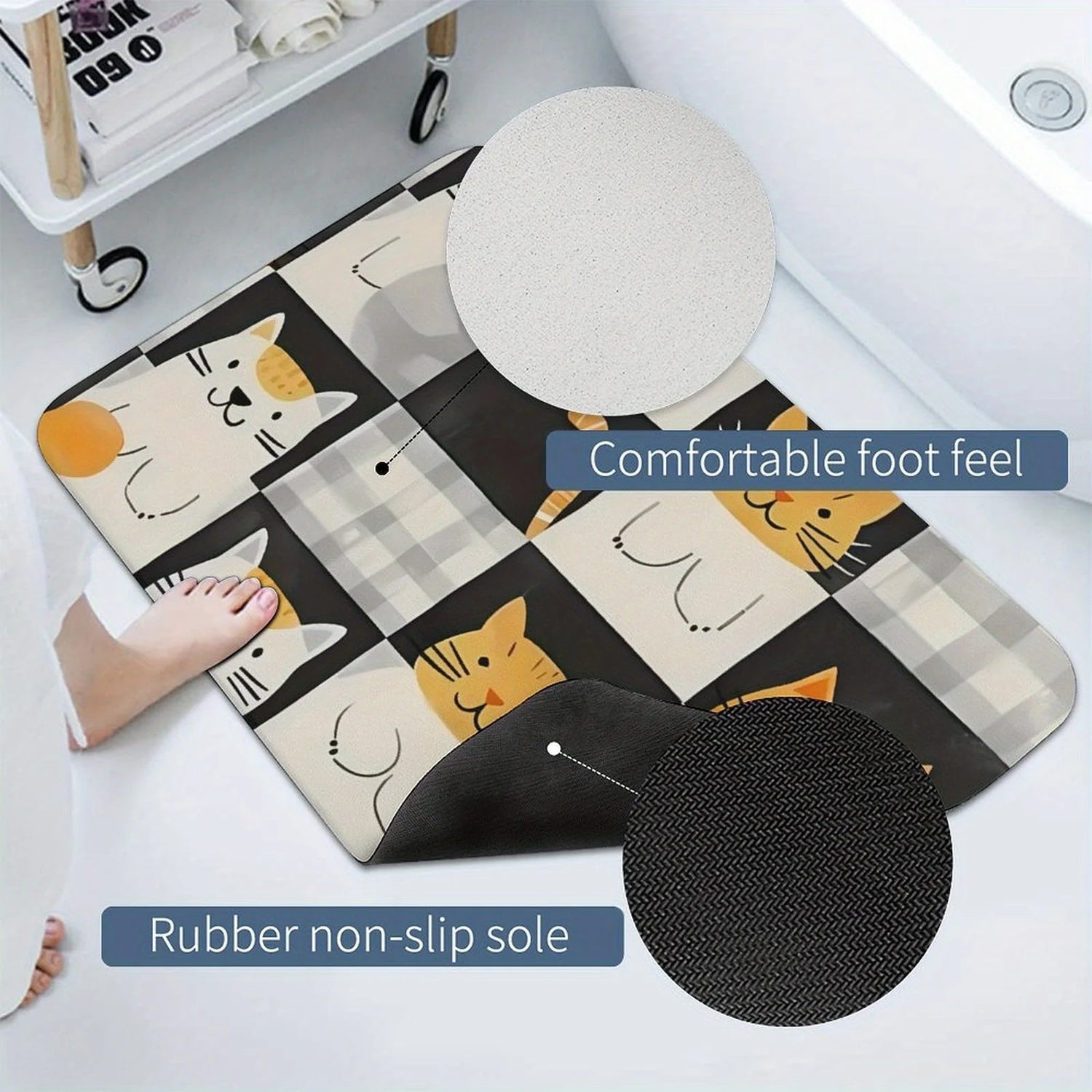 Tapis décoratif avec motifs chats en polyester durable