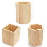 Pot à crayons en bois naturel hexagonal