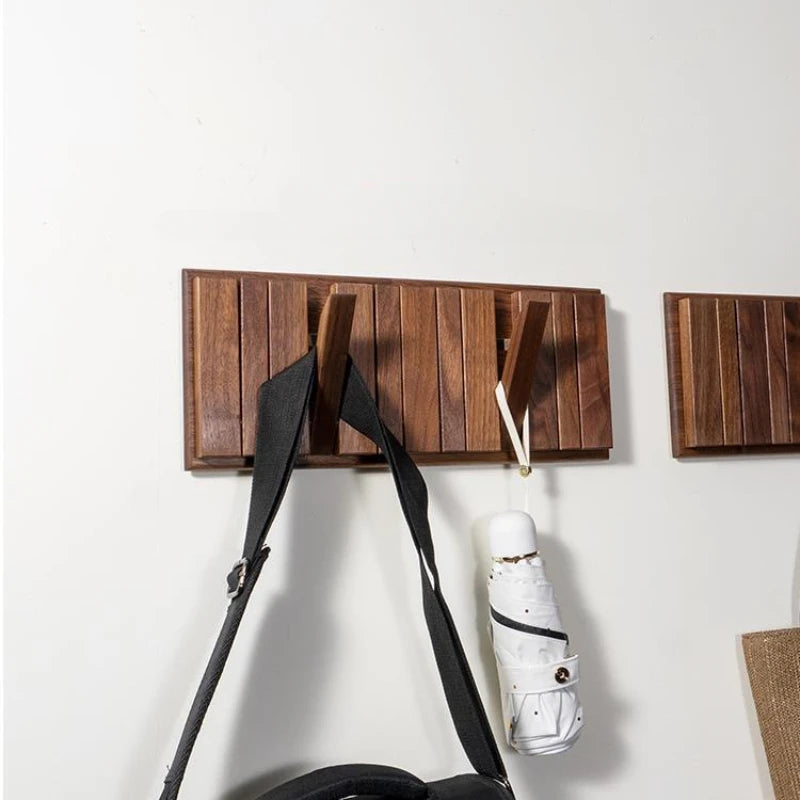 Porte-manteau mural design en bois portable avec crochets suspendus