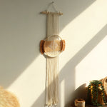 Décoration murale en macramé rond style Boho marron suspendue