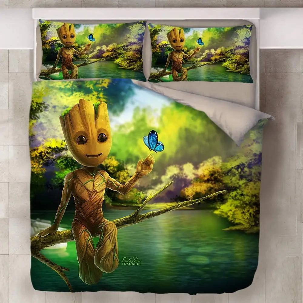 Housse de couette Groot 3D 100x140 cm pour enfants, design arbre animé