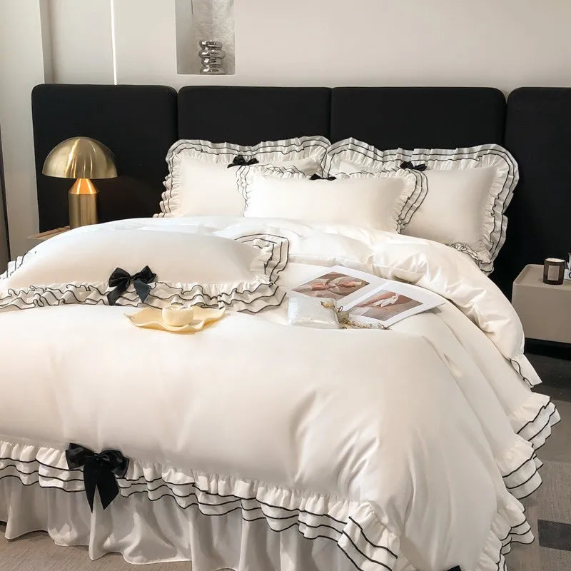 Ensemble literie 3 pièces blanc avec housse de couette et taies d'oreiller