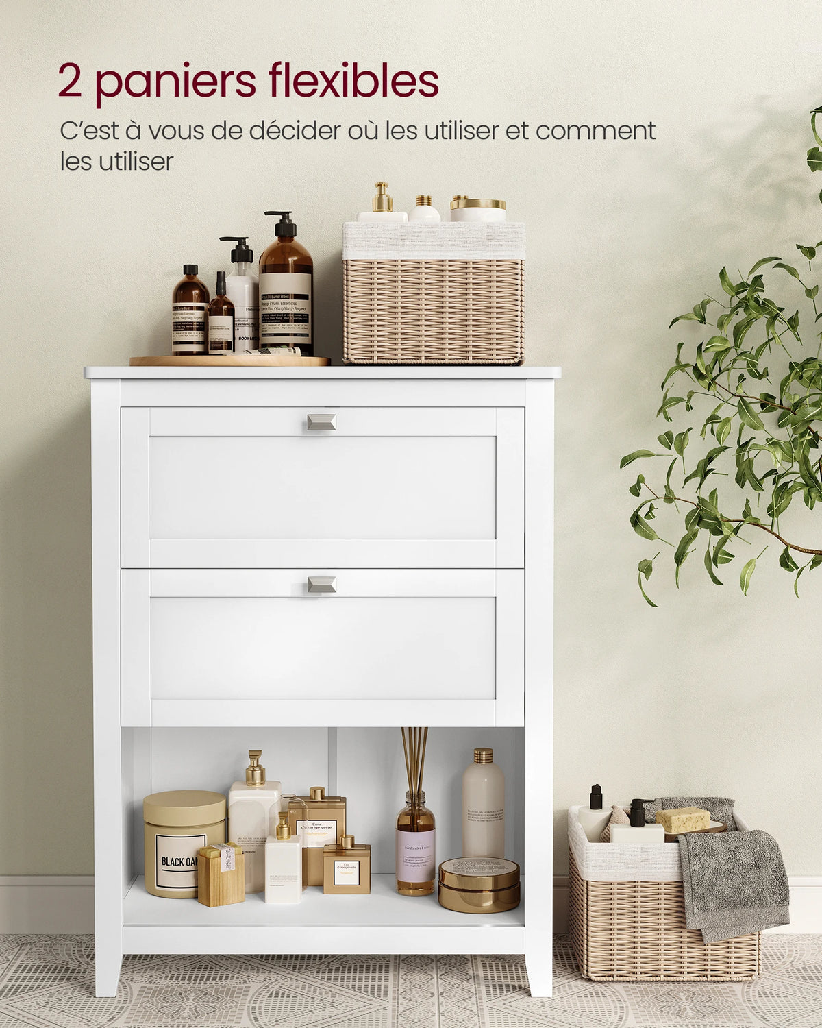 Rangement salle de bain blanc compact