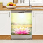 Sticker lave-vaisselle motif floral blanc or