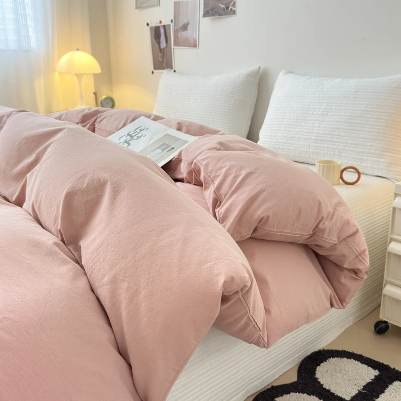 Housse de couette unie blanche avec fermeture à glissière