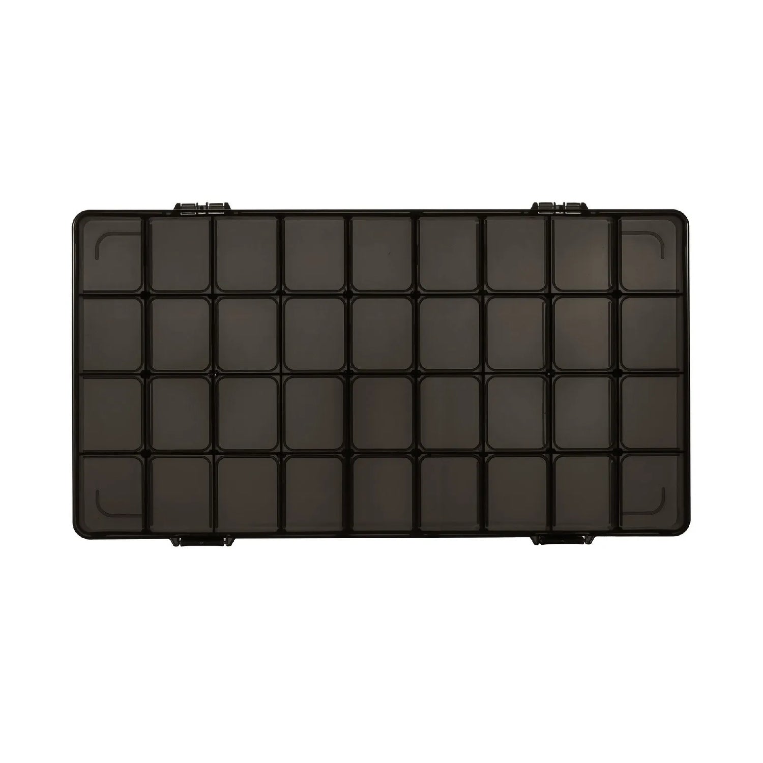 Boîte de rangement noire avec tiroirs ouverts