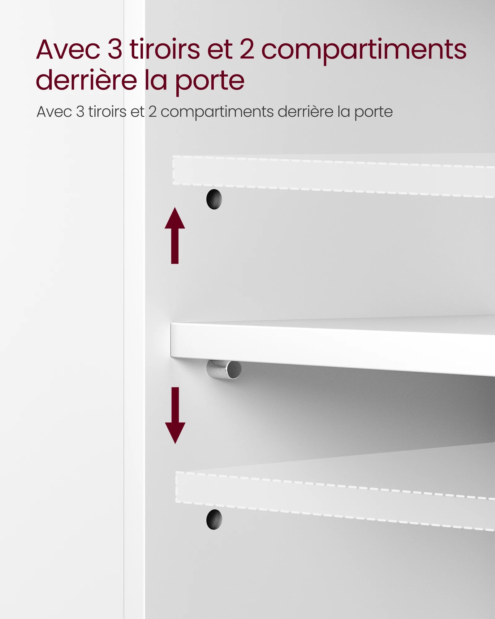 Compartiments derrière la porte du meuble sous lavabo