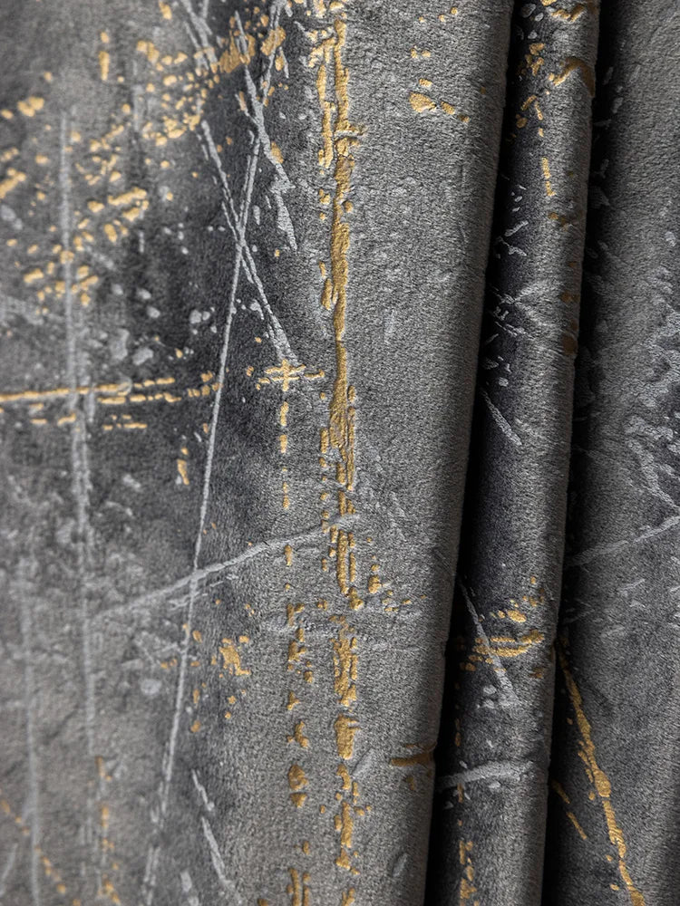 Détail du tissu jacquard doré rétro sur rideau
