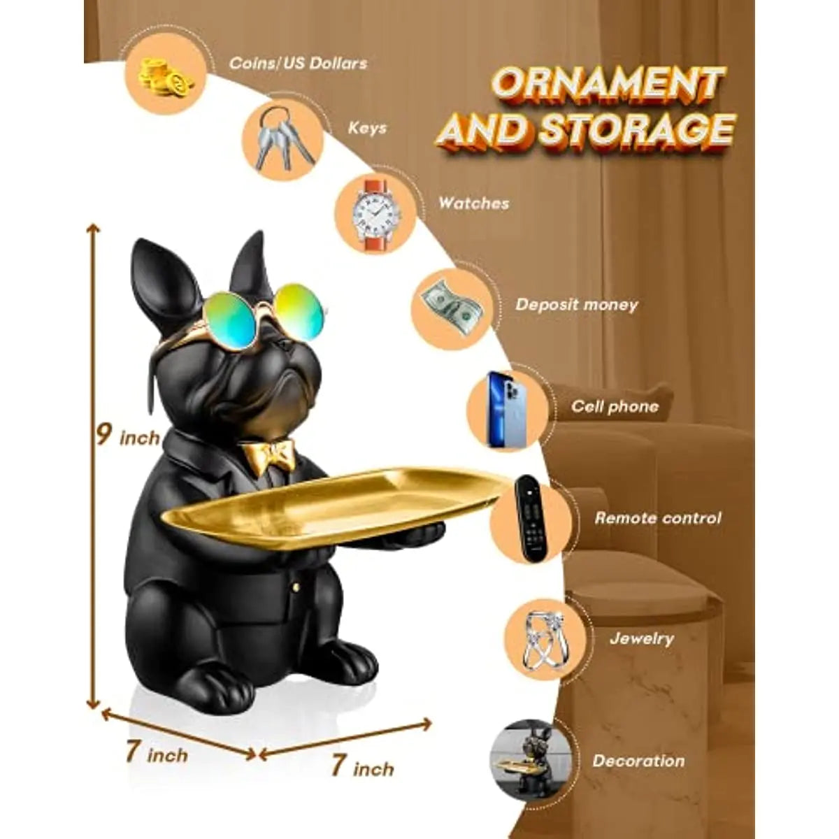 Statue bouledogue français dans une décoration d'entrée moderne