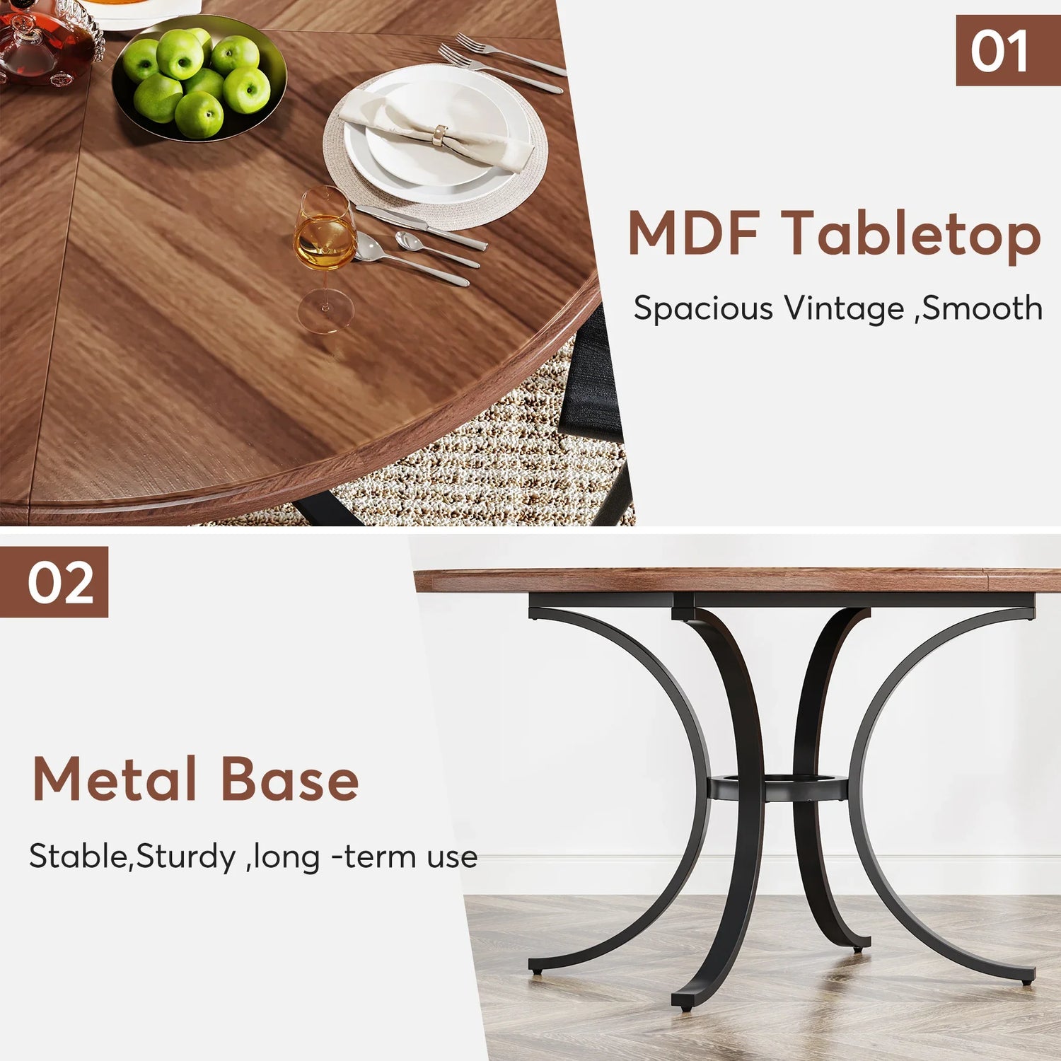 Table à manger ronde noire dans une salle à manger moderne