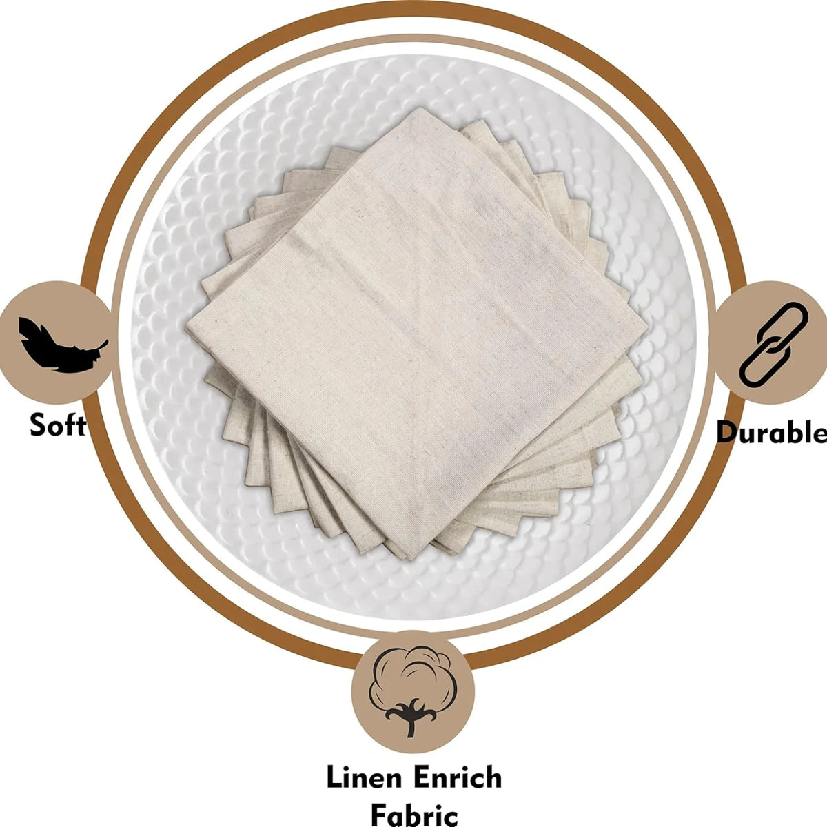 Des serviettes en lin naturel et durable, douces et résistantes, pour une qualité textile supérieure.