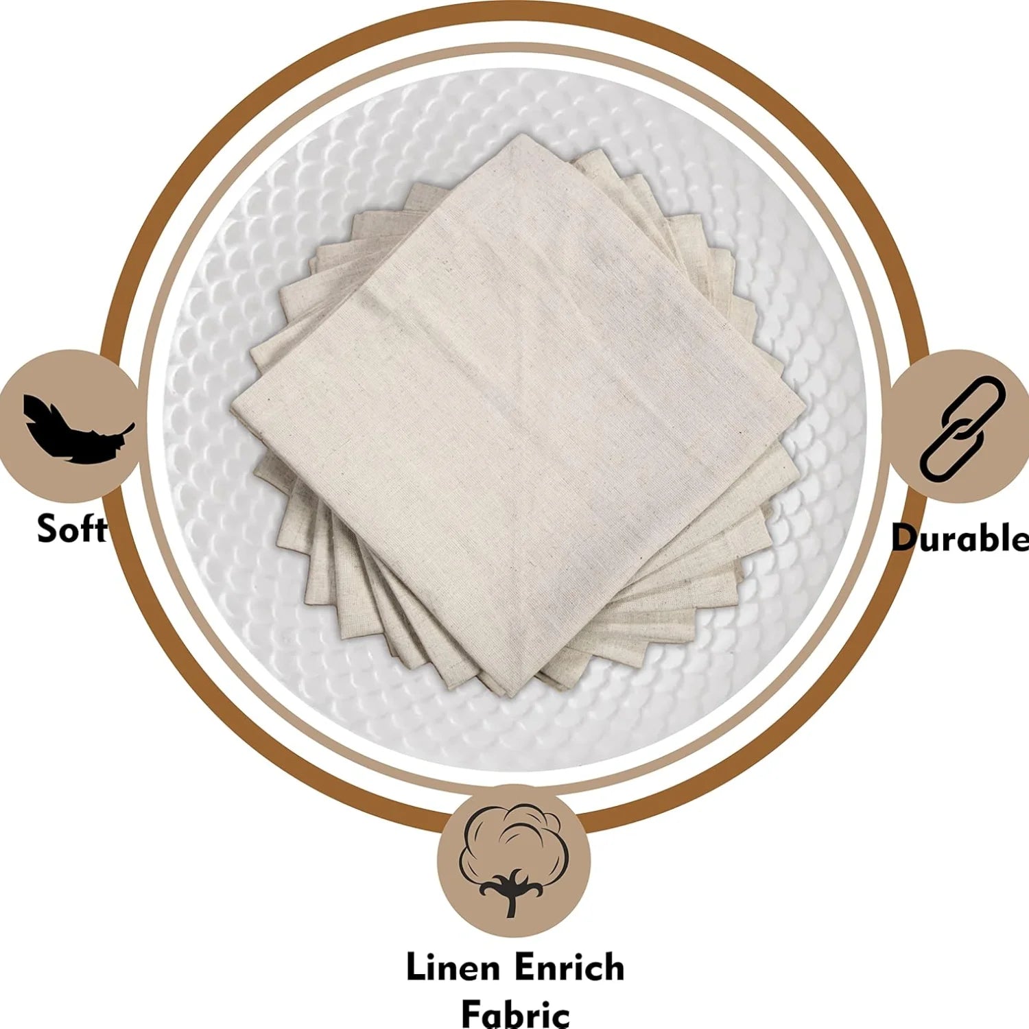 Des serviettes en lin naturel et durable, douces et résistantes, pour une qualité textile supérieure.