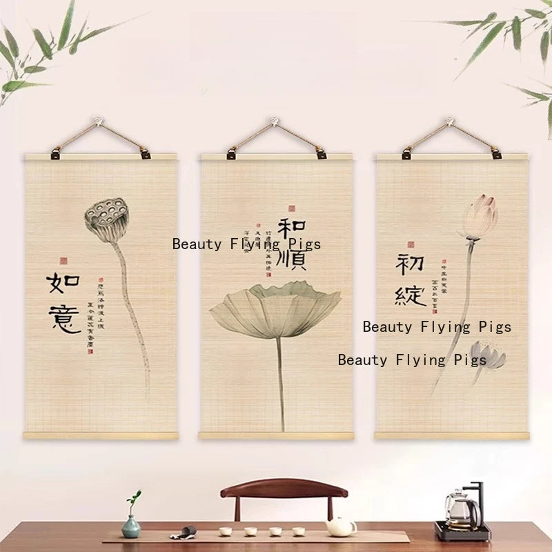 Rideau vertical en bambou art mural