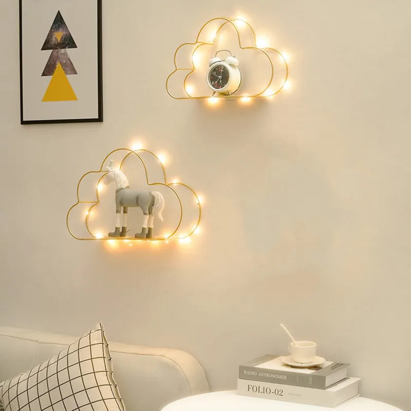 Étagère murale nuage en fer pour décoration intérieure