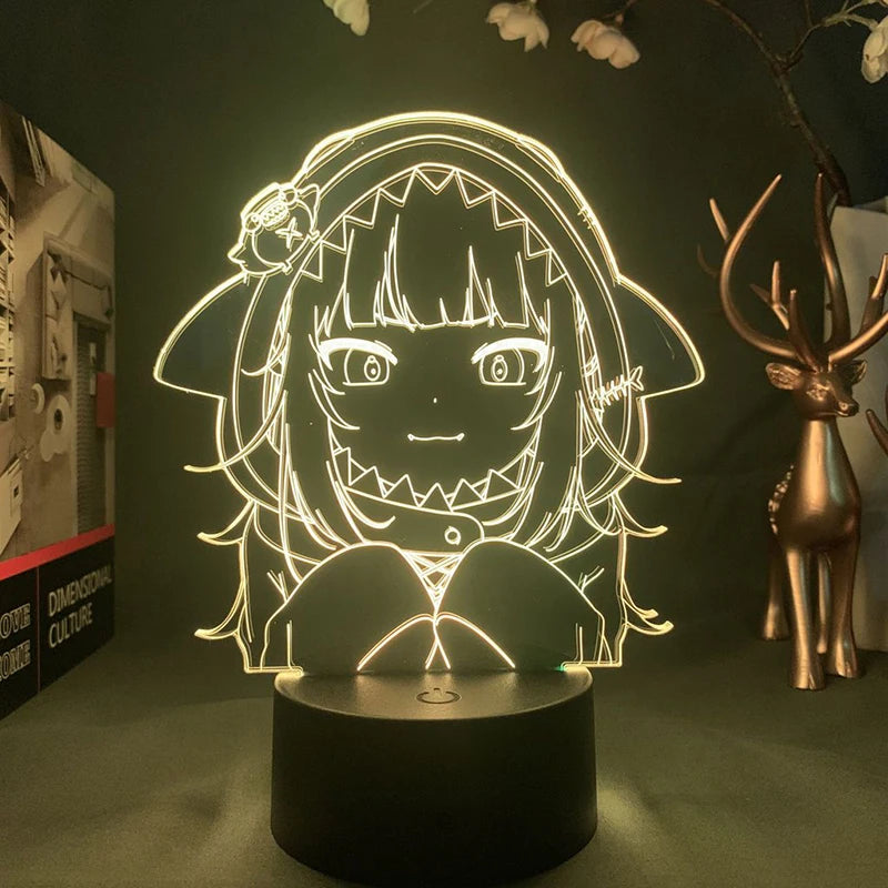 Veilleuse anime 3D avec eclairage LED multicolore dans une chambre d'ado