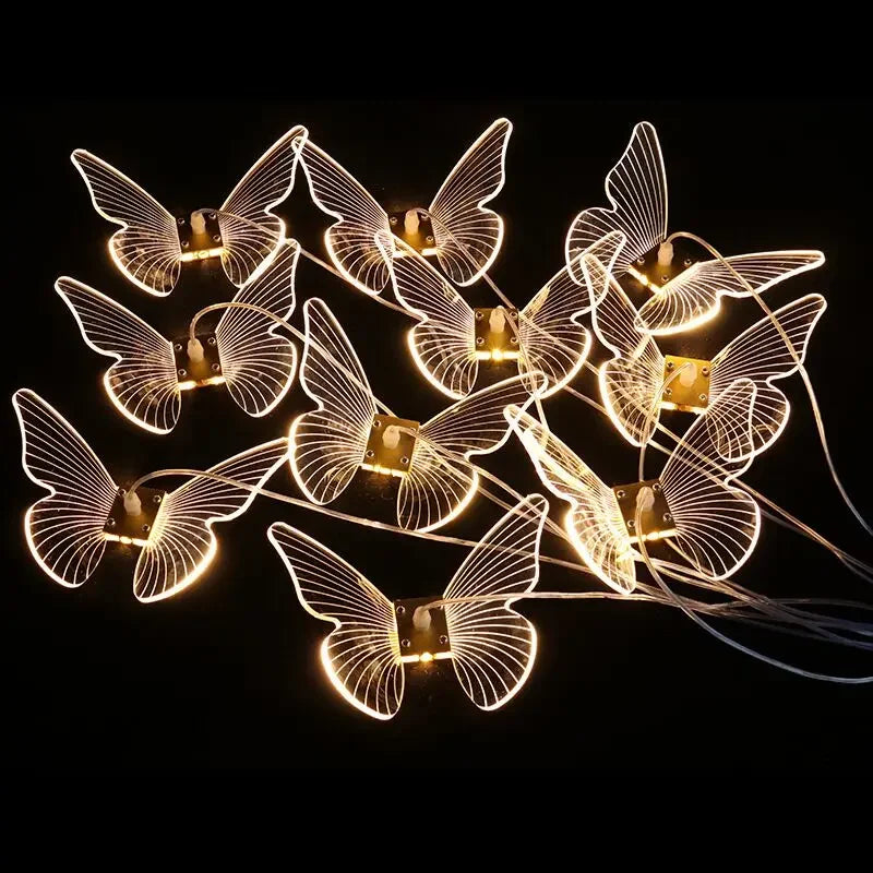 Guirlande lumineuse papillon blanc chaud plafond