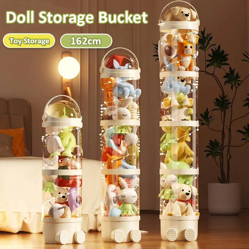 Boîte de rangement transparente pour poupées et peluches