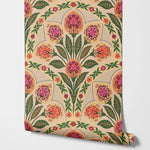 Papier peint floral vintage jaune autocollant mural