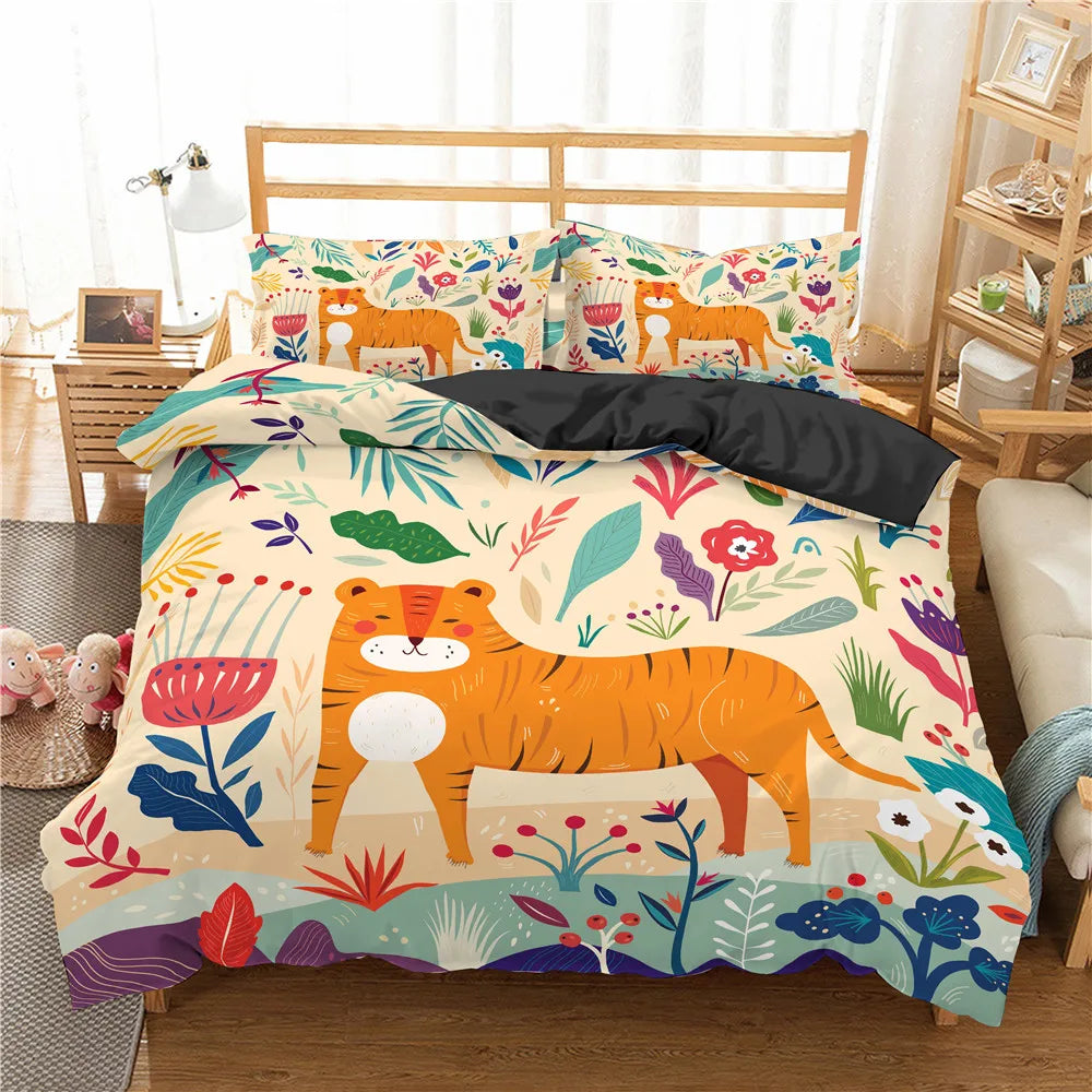 Taie d'oreiller assortie motif jungle