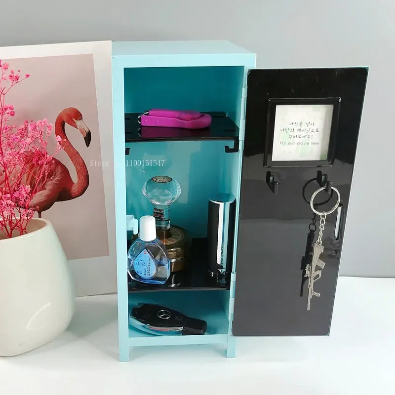 Boîte de rangement métallique bleu profond design moderne
