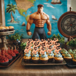 Décoration table anniversaire homme visage musclé