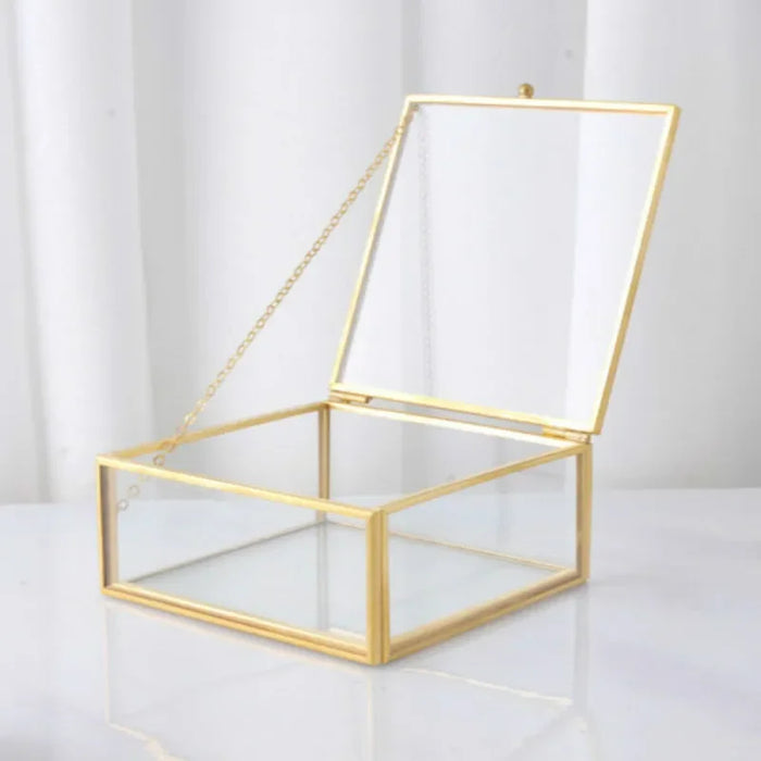 Boîte à bijoux en verre carrée noire