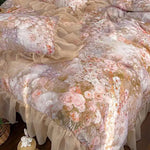 Housse de couette une place florale kaki