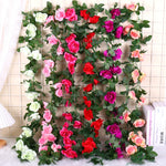 Guirlande de fleurs artificielles roses en soie de 240 cm suspendue pour décoration de mariage