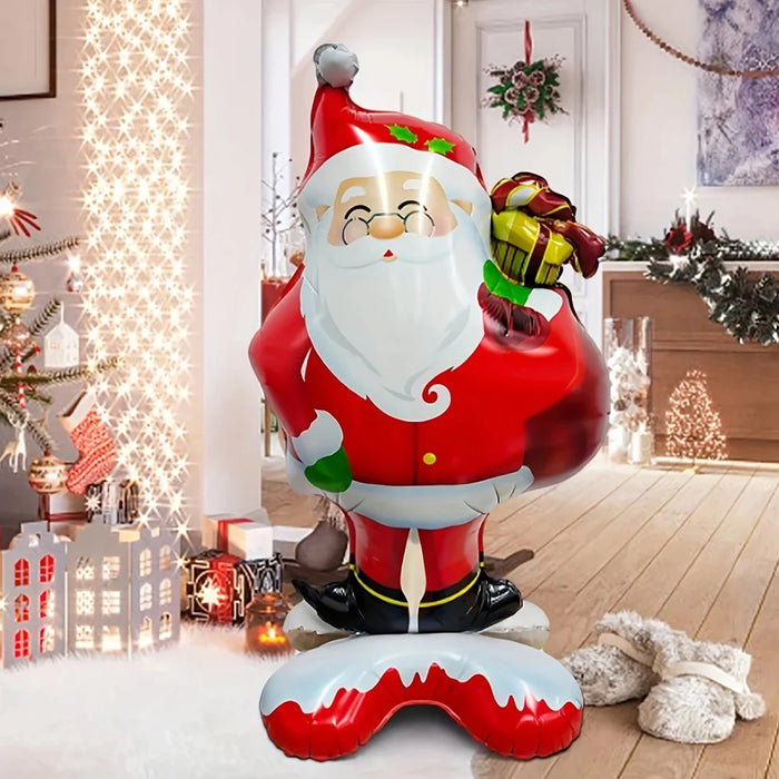Ballon sur pied du Père Noël en aluminium rouge et blanc de 47 pouces