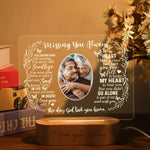 Cadre photo lumineux personnalisé rouge avec texte souvenir