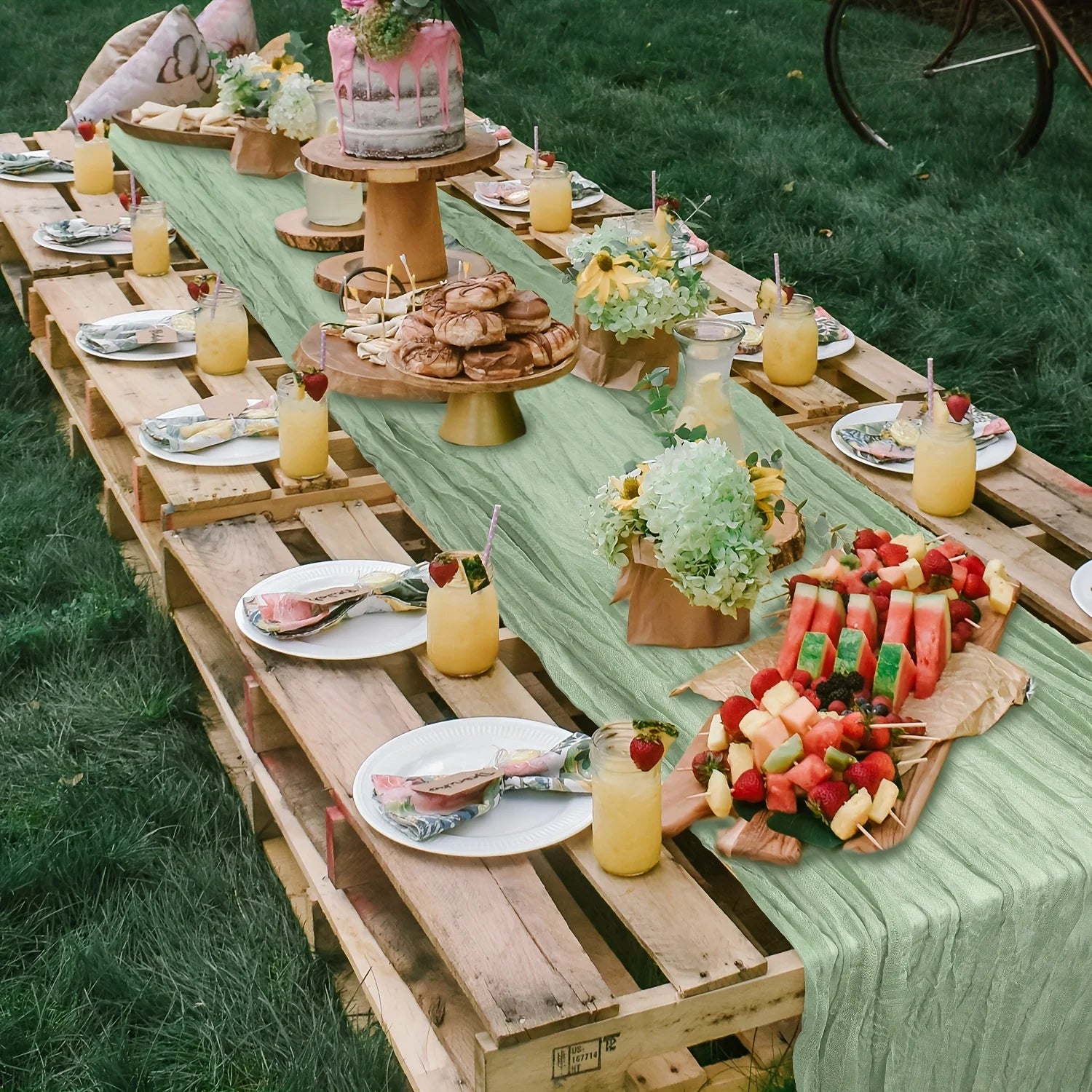 Chemin de table en gaze de coton boho couleur brun