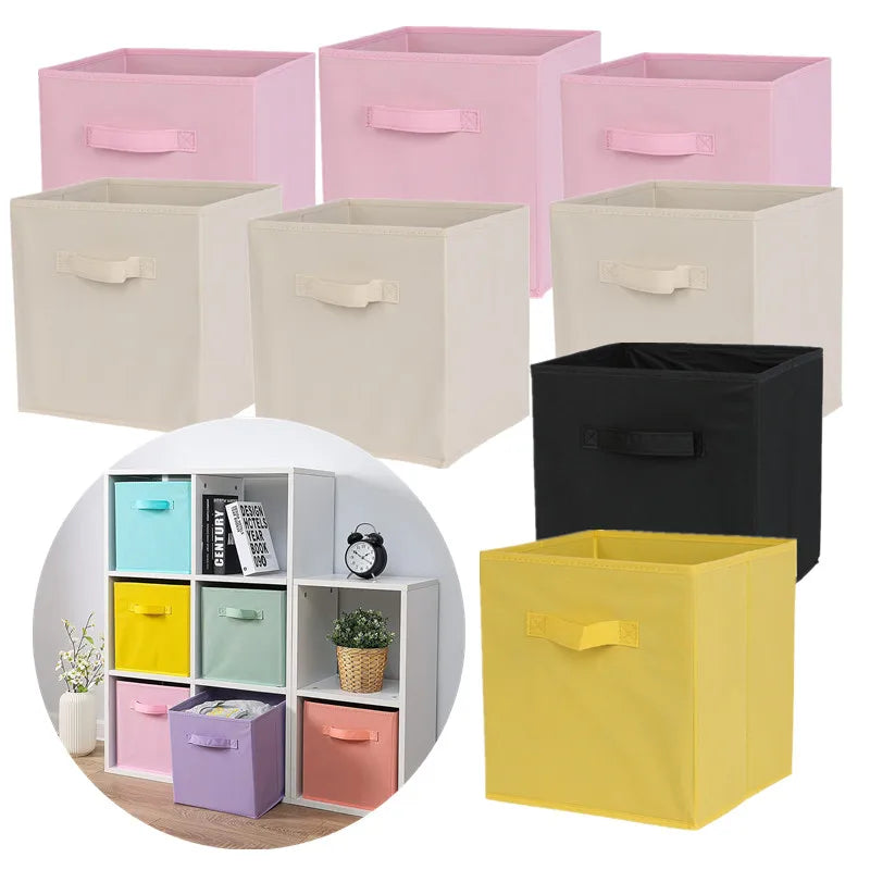 Cube de rangement pliable en tissu non tissé violet