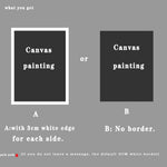 Le texte alt pour cette image produit serait : "Deux options de toile à peindre, l'une avec un bord blanc de 3 cm sur chaque côté, l'autre sans bordure.