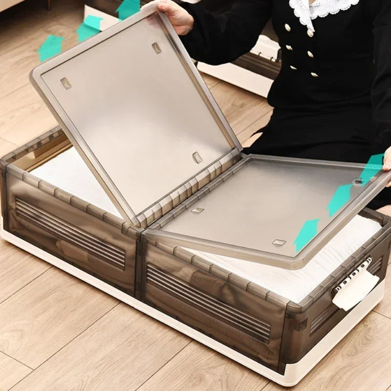 Bac de rangement pliable sous lit en position ouverte