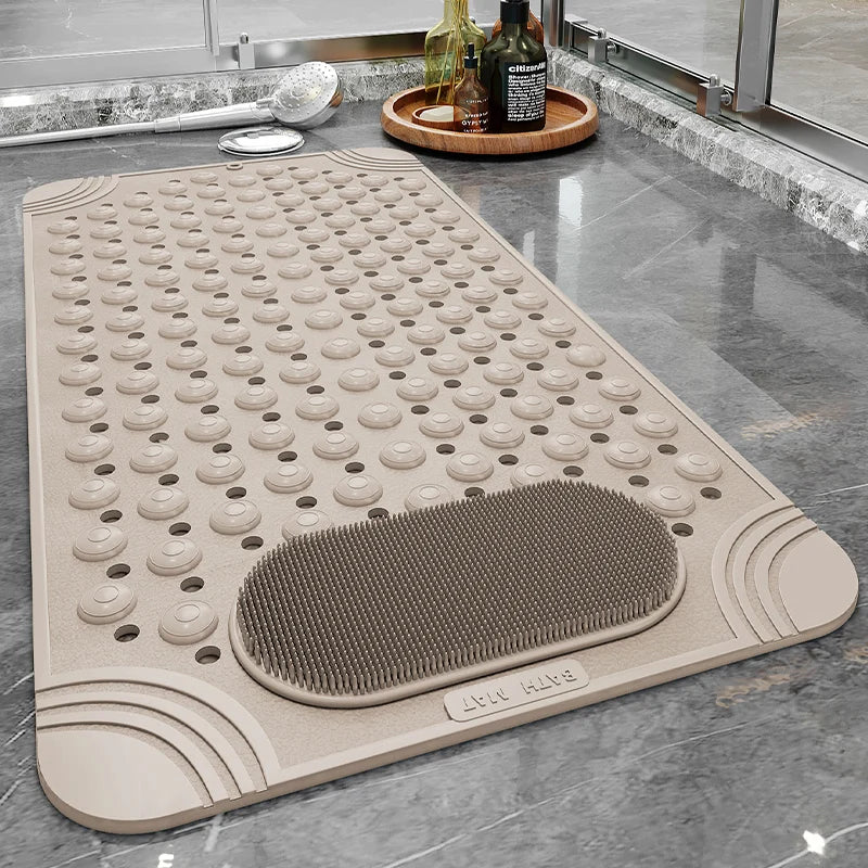 Tapis de bain antidérapant orange avec design ajouré