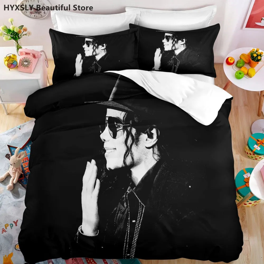 Détail de l'impression 3D Michael Jackson sur la housse de couette
