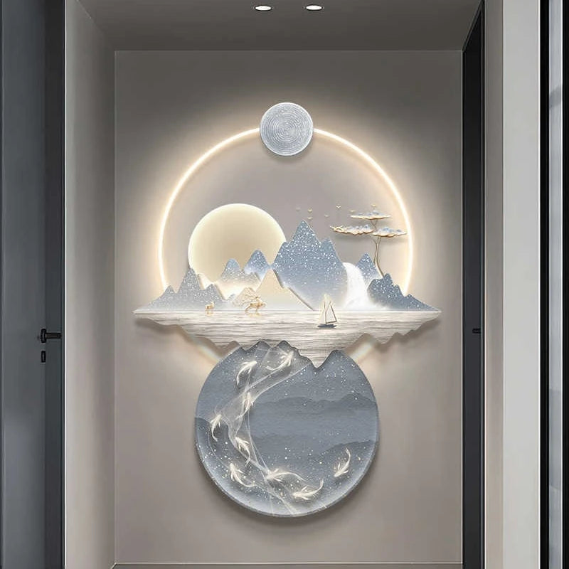 Installation de l'applique murale sur un mur de salon