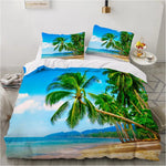 Chambre décorée avec housse de couette tropicale Ombre Interieur