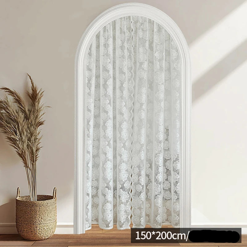 Voilage en dentelle blanche pour arche intérieure, dimensions 150×200 cm