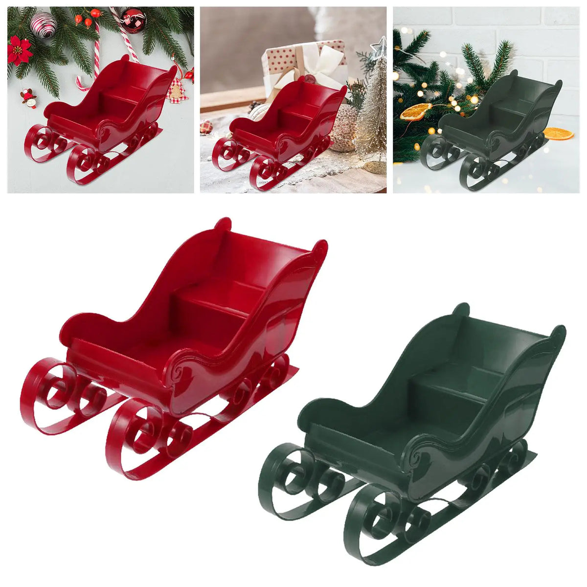 Traîneau de Noël en plastique PP - Décoration durable