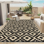 Tapis extérieur bohème rayé blanc et chocolat 40x120 cm