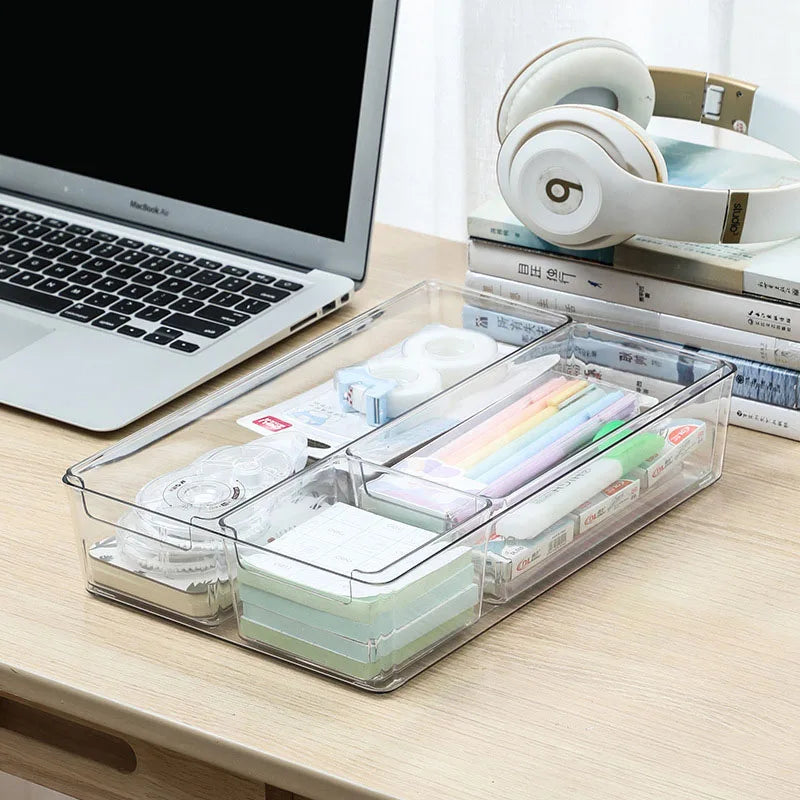 Organisateur maquillage jaune en plastique transparent