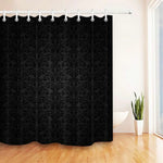 Rideau de douche baroque noir damassé avec motif 3D de fleur abstraite